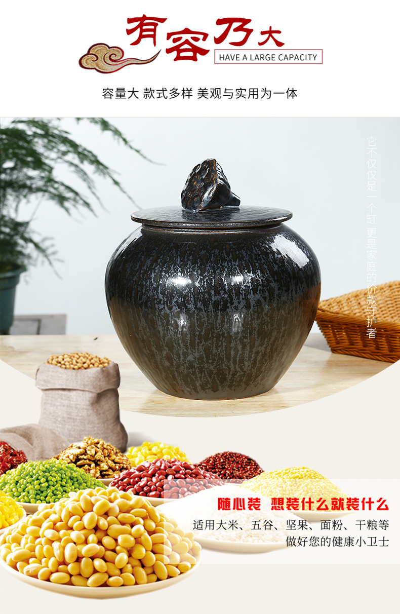 Jingdezhen ceramic barrel ricer box meter box 20 jins storage barrel with cover seal household moistureproof insect - resistant rice pot