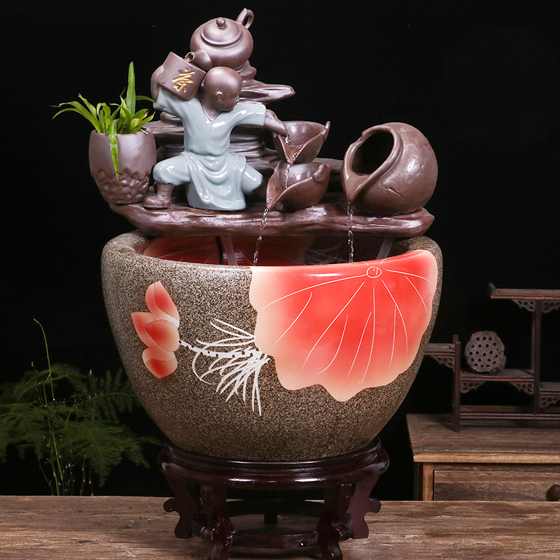 Jingdezhen ceramic aquarium small household adornment miniascape of furnishing articles desktop goldfish bowl office sitting room aquarium fish