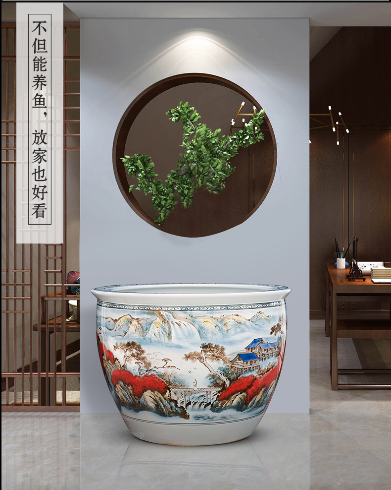 Packages mailed jingdezhen ceramic tank 1 m extra large household porcelain jar goldfish bowl sitting room of large courtyard tortoise cylinder