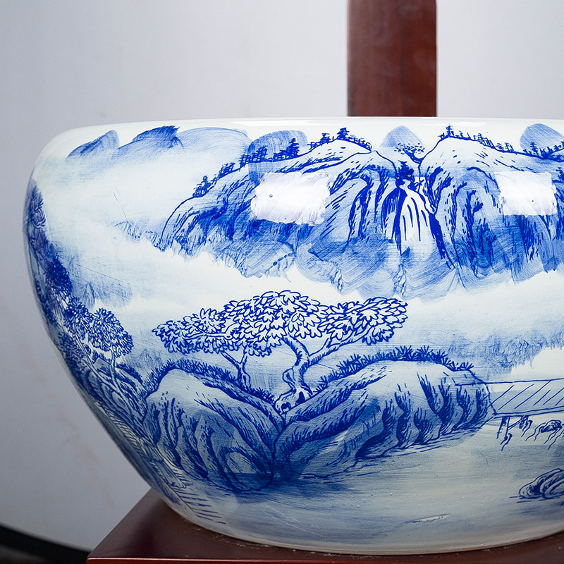 Jingdezhen ceramic aquarium home sitting room office feng shui furnishing articles filtering circulation of water fish home sitting room