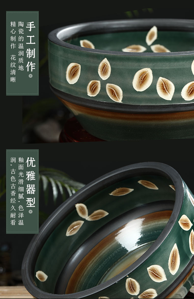 Jingdezhen ceramic aquarium home desktop small goldfish turtle sitting room water lily cylinder refers to basin of lotus furnishing articles