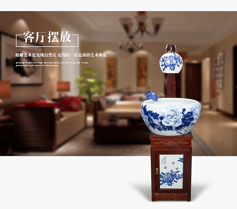 Jingdezhen ceramic aquarium filter water atomized humidifying oversized with lamp aquarium goldfish bowl sitting room place