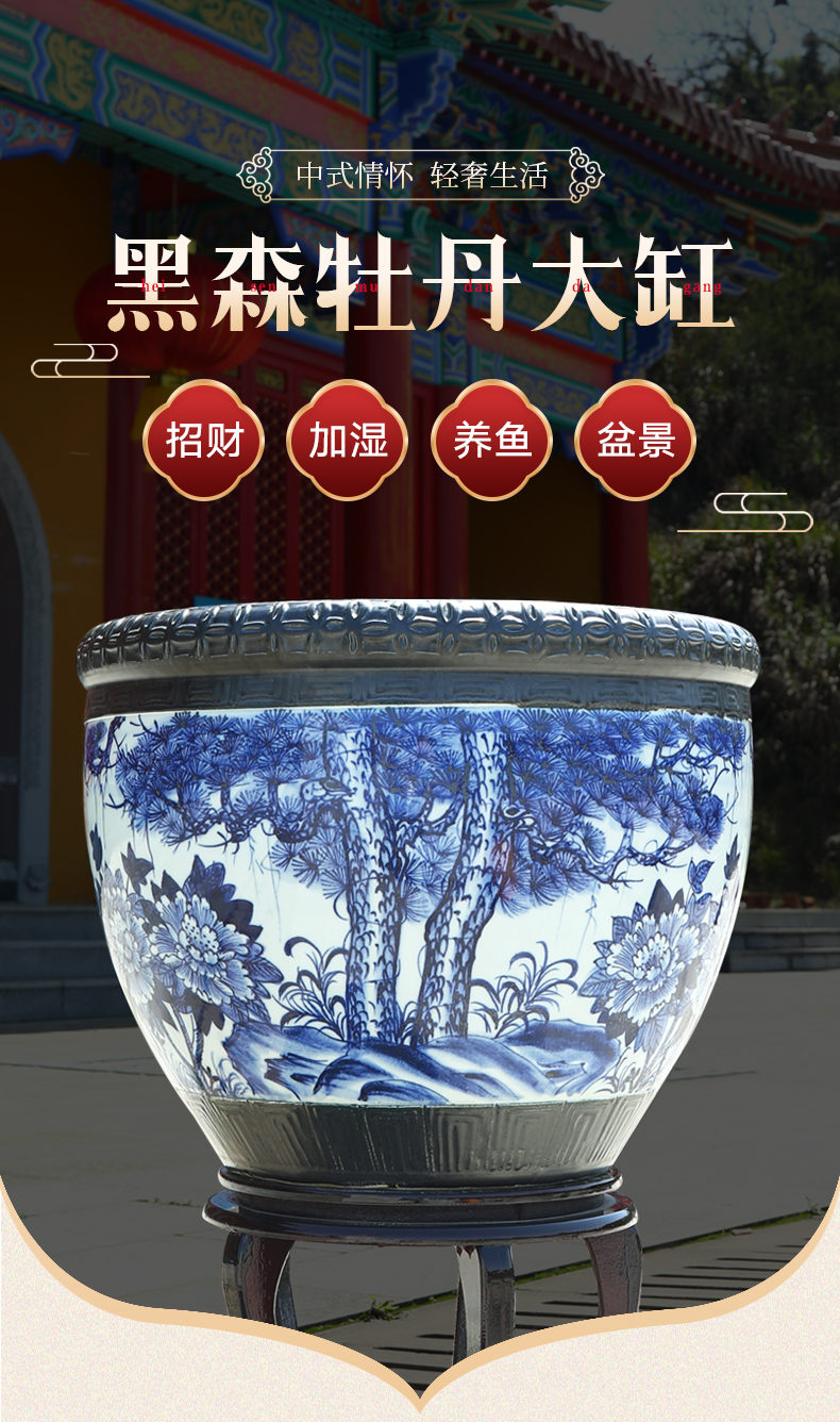 Jingdezhen ceramic goldfish tank creative fish bowl lotus home courtyard large water lily turtle cylinder