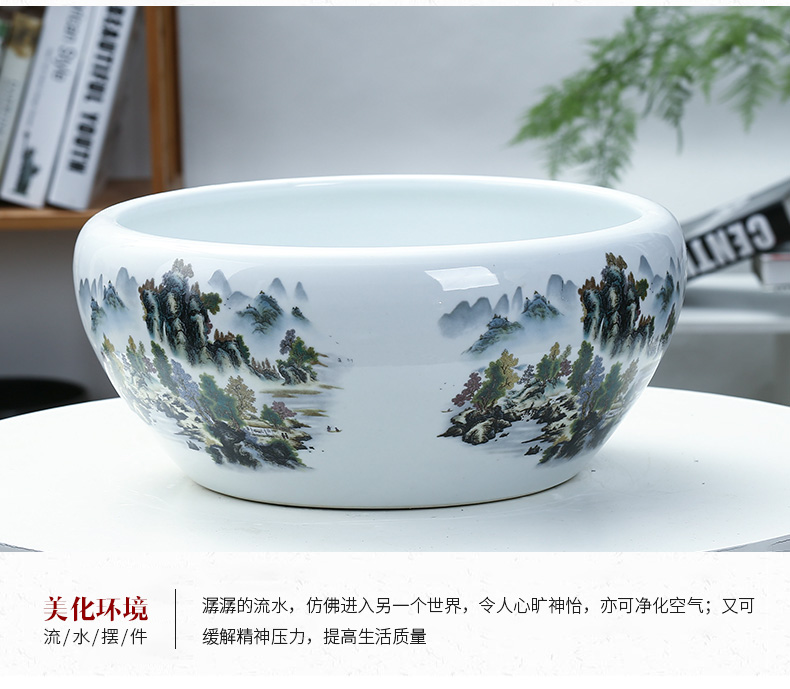 Jingdezhen ceramic aquarium raising goldfish bowl sitting room place bowl lotus lotus cylinder cylinder creative water GangPen tortoise