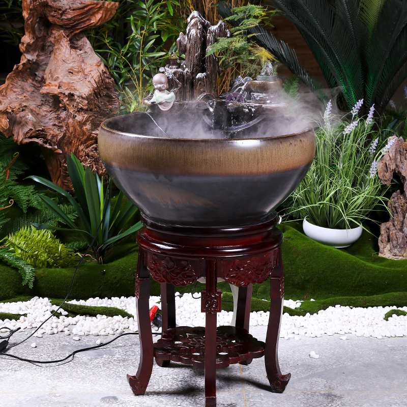 Jingdezhen ceramic filter water fountain in the sitting room adornment tank column humidifying furnishing articles fish basin landscape