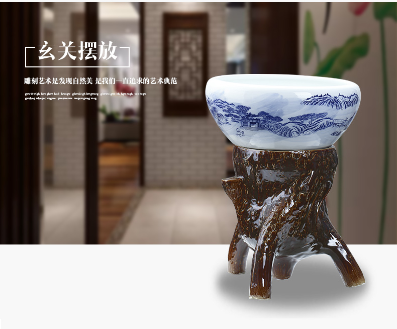 Jingdezhen ceramic aquarium large ceramic column goldfish bowl the tortoise GangPen sleep bowl lotus refers to basin of lotus cylinder
