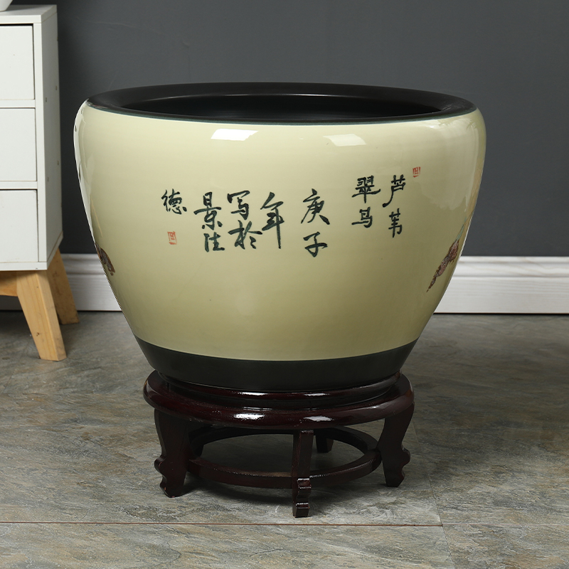 Jingdezhen ceramic goldfish bowl courtyard tank fish balcony cylinder home sitting room aquarium turtle pond lily lotus basin