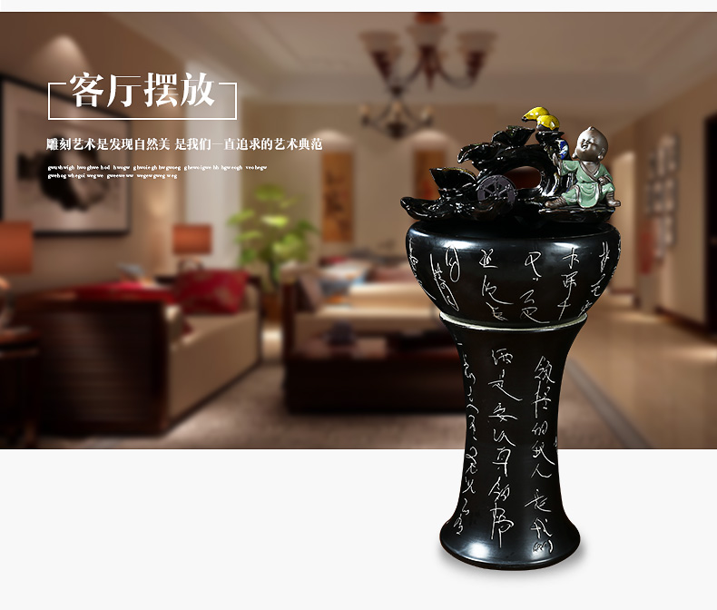 Jingdezhen ceramic creative furnishing articles with small filter tank water pump oxygen atomization triad furnishing articles