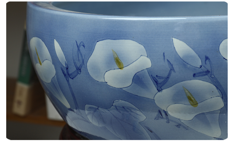 Jingdezhen ceramic aquarium a small goldfish bowl lotus lotus flower pot lotus cylinder cylinder tortoise desktop refers to basin