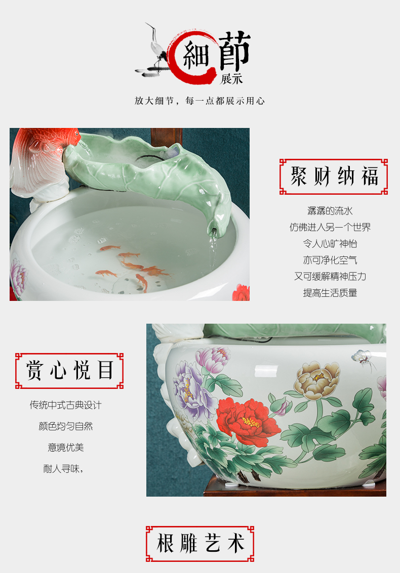 Art spirit of jingdezhen ceramic aquarium tank circulation water filter and oxygen goldfish bowl sitting room the tortoise cylinder aquarium