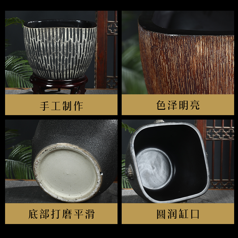 Jingdezhen ceramic square mercifully glaze tank yard large turtle cylinder fish basin water lily bowl lotus lotus