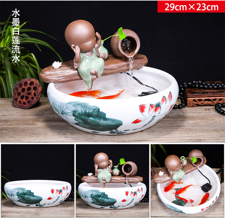 Jingdezhen ceramic aquarium desktop fountain water tank household small fish bowl decorated living room a goldfish bowl