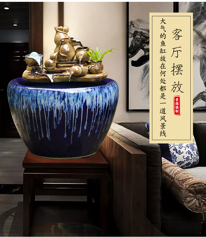 Art spirit of jingdezhen ceramic water tank yard restoring ancient ways humidifying small place feng shui plutus circulation to raise a goldfish bowl