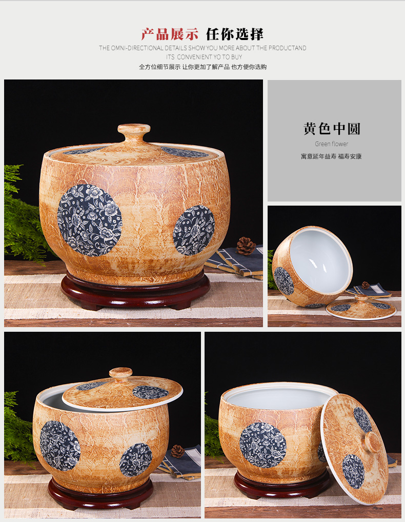 Art spirit of jingdezhen ceramic barrel ricer box store meter box with cover insect - resistant seal tank cylinder storage tank