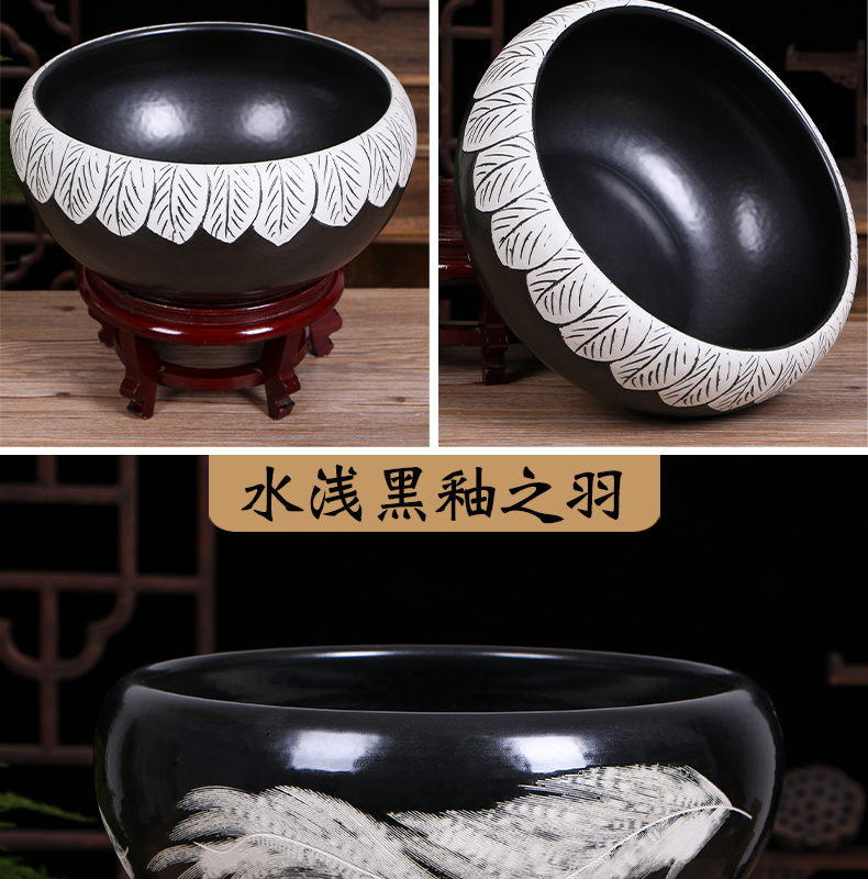 Jingdezhen ceramic aquarium basin lotus small tortoise fish bowl lotus pond lily home furnishing articles aquarium creative