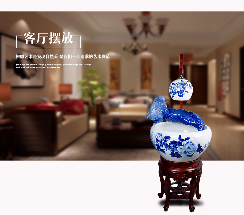 Jingdezhen ceramic aquarium water spray atomization with lamp filter tank goldfish bowl sitting room adornment small place