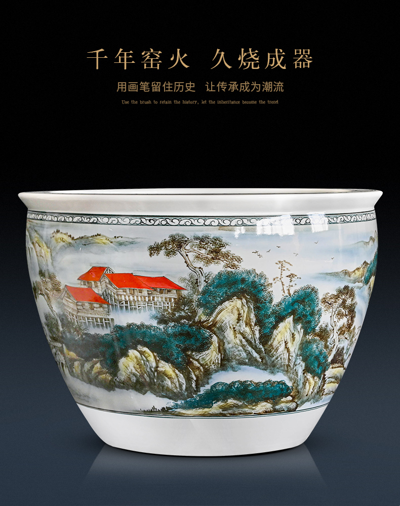 Jingdezhen packages mailed ceramic aquarium 1 meter extra large porcelain jar water lily basin courtyard lotus bowl lotus cylinder cylinder tortoise