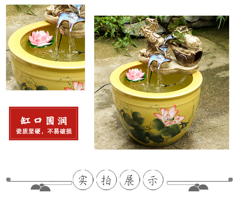 Jingdezhen ceramic goldfish bowl sitting room floor balcony office home furnishing articles circulating water courtyard big fish tank