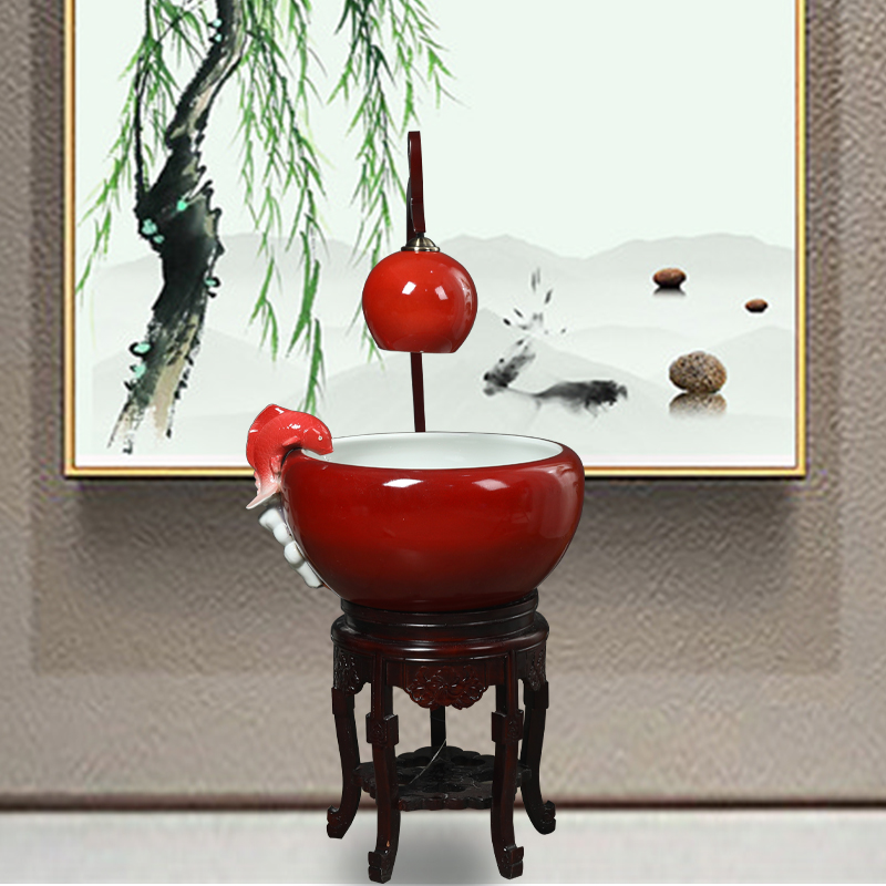 Jingdezhen ceramic aquarium filter home office open ceramic with lamp water aquarium decorative furnishing articles
