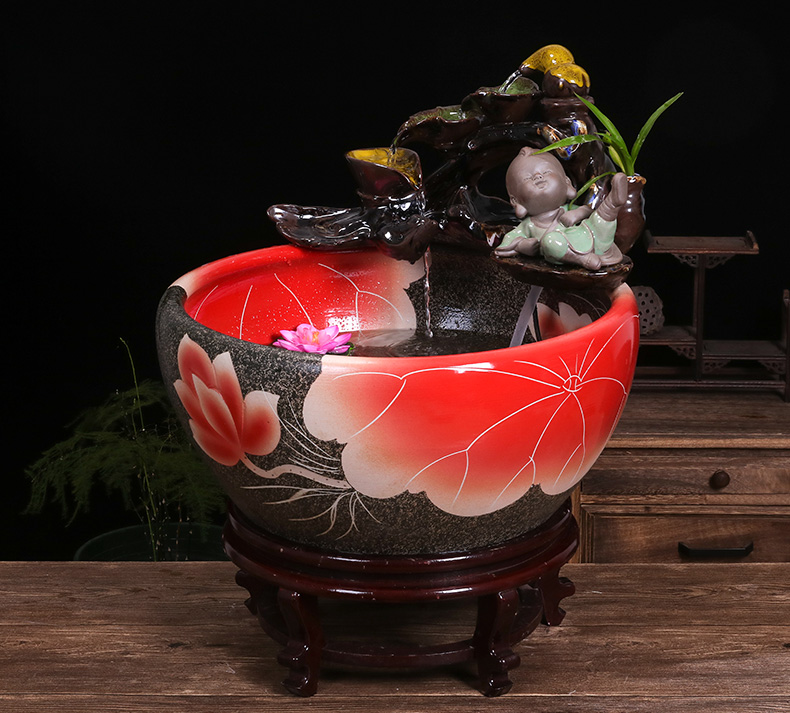 Jingdezhen ceramic aquarium small household adornment miniascape of furnishing articles desktop goldfish bowl office sitting room aquarium fish