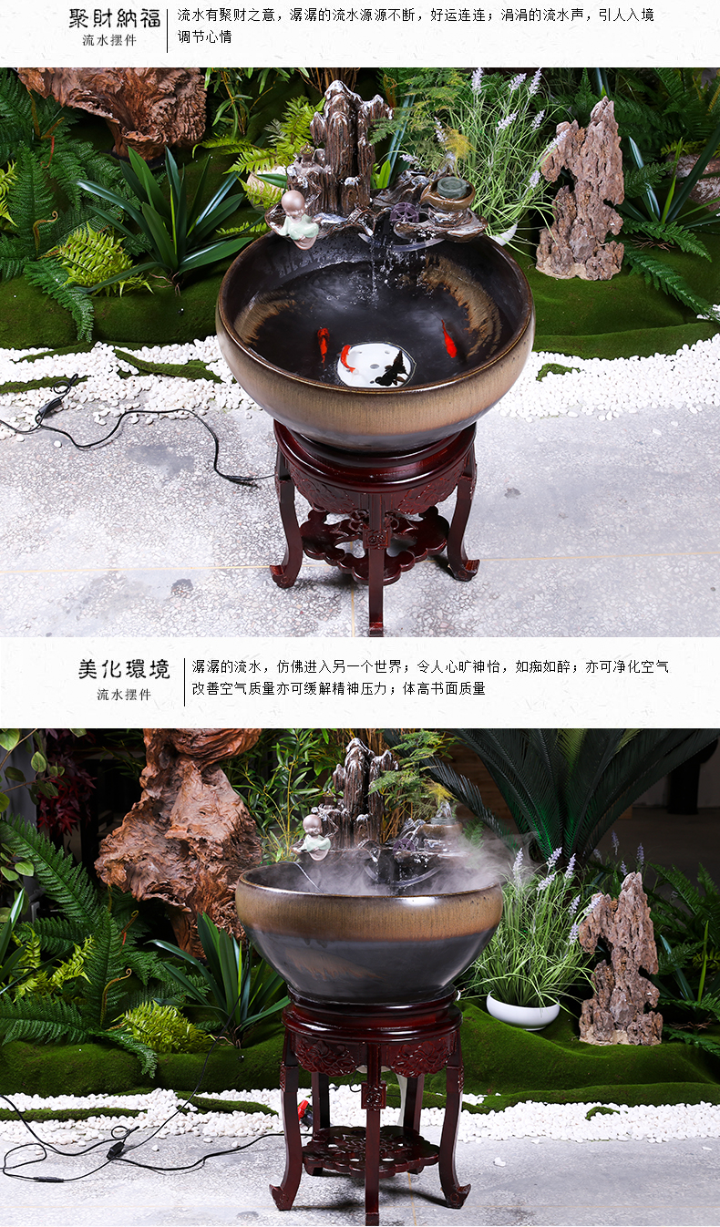 Jingdezhen ceramic filter water fountain in the sitting room adornment tank column humidifying furnishing articles fish basin landscape