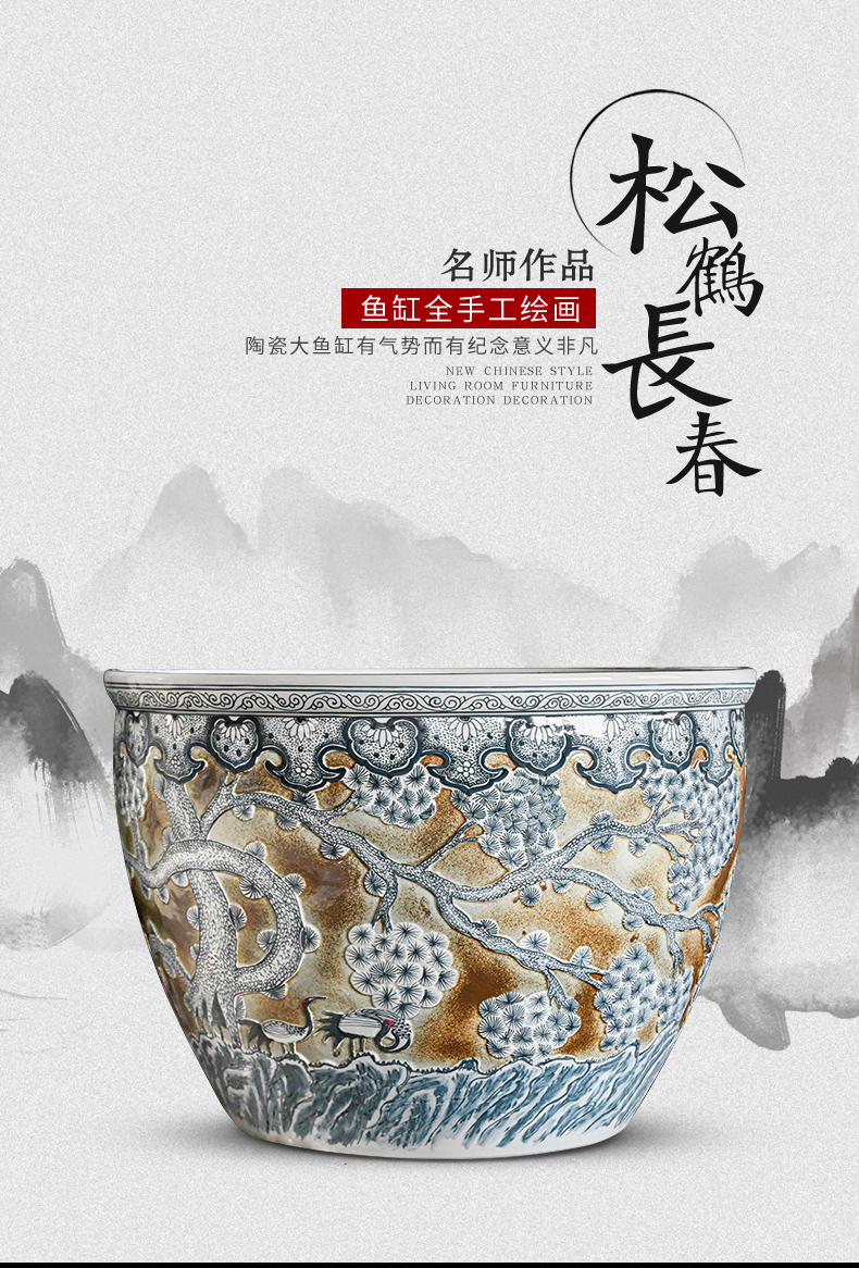 Heavy packages mailed jingdezhen ceramic 1 meter goldfish bowl the tortoise cylinder courtyard home water lily lotus sitting room adornment