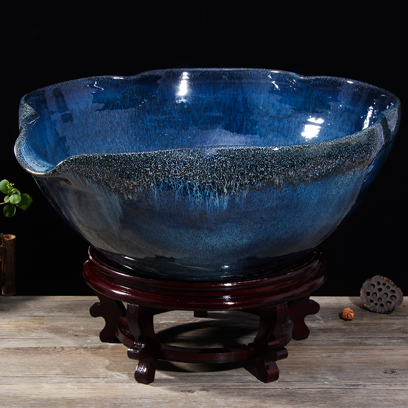 Art spirit of jingdezhen ceramic aquarium goldfish bowl lotus cylinder tortoise ceramic fish creative goldfish bowl