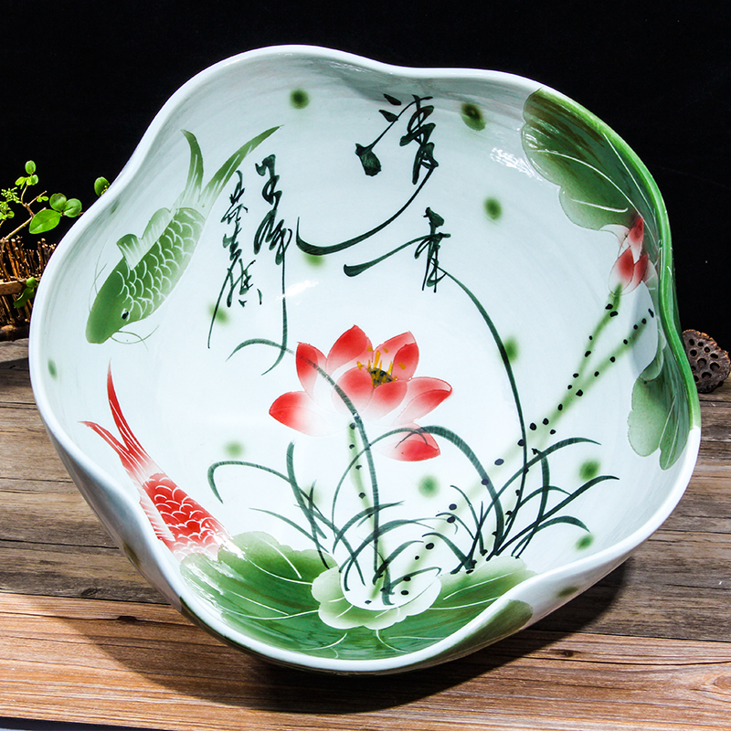 Jingdezhen ceramics aquariums goldfish bowl ceramic turtle cylinder water lily cylinder feng shui small home aquarium