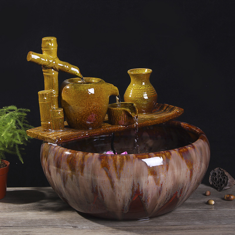 Package mail jingdezhen ceramic aquarium goldfish bowl lotus cylinder tortoise ceramic creative fish goldfish bowl aquarium