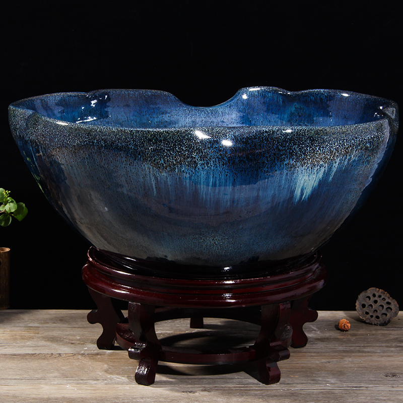 Art spirit of jingdezhen ceramic aquarium goldfish bowl lotus cylinder tortoise ceramic fish creative goldfish bowl