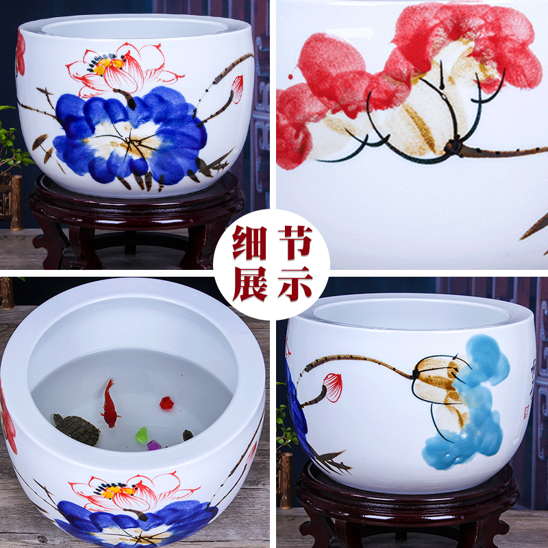 Package mail creative ceramic goldfish bowl large aquatic animals box turtle cylinder mini small landscape hydroponic home furnishing articles