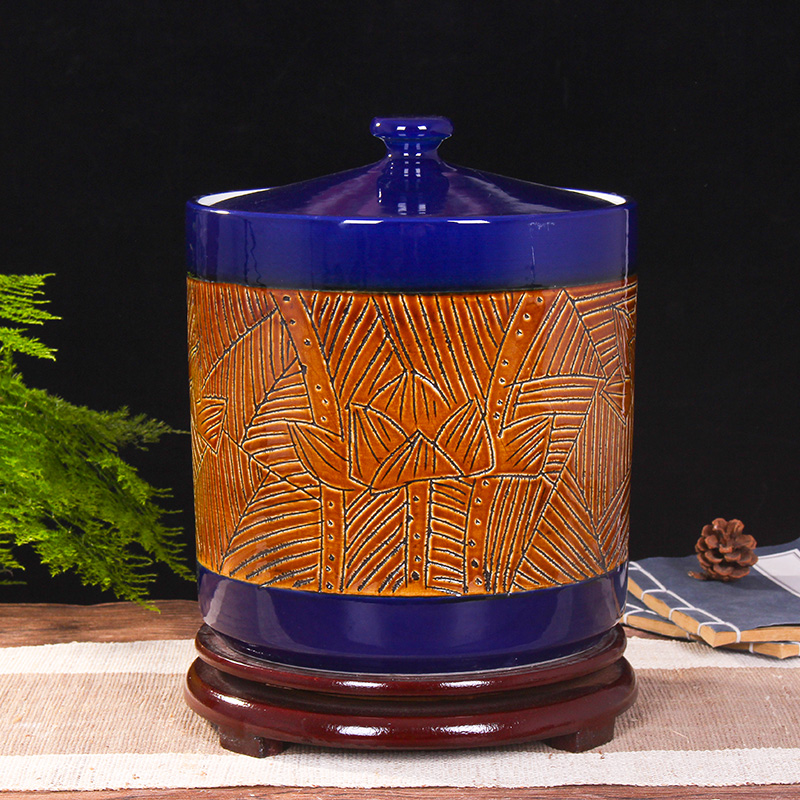 Art spirit of jingdezhen ceramic household barrel ricer box store meter box with cover insect - resistant type seal tank cylinder storage tank