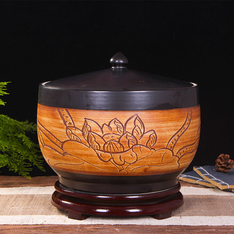 Art spirit of jingdezhen ceramic barrel ricer box store meter box with cover insect - resistant seal tank cylinder storage tank