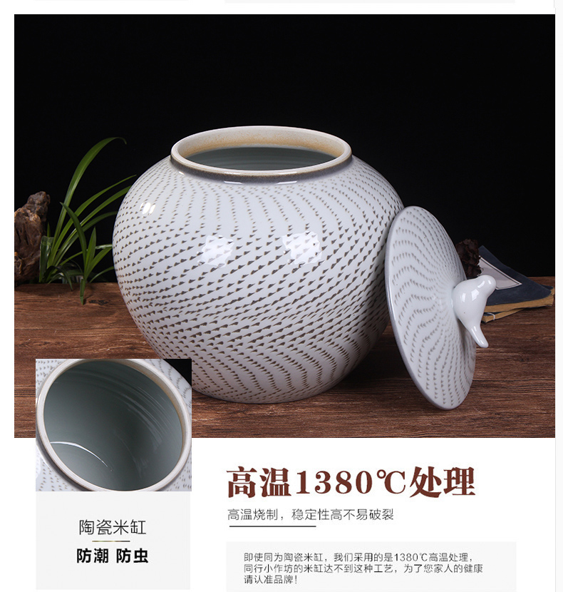 Jingdezhen household moistureproof ceramic cylinder barrel ricer box 20 jins 30 jins the loaded with cover cylinder tank rice storage tank