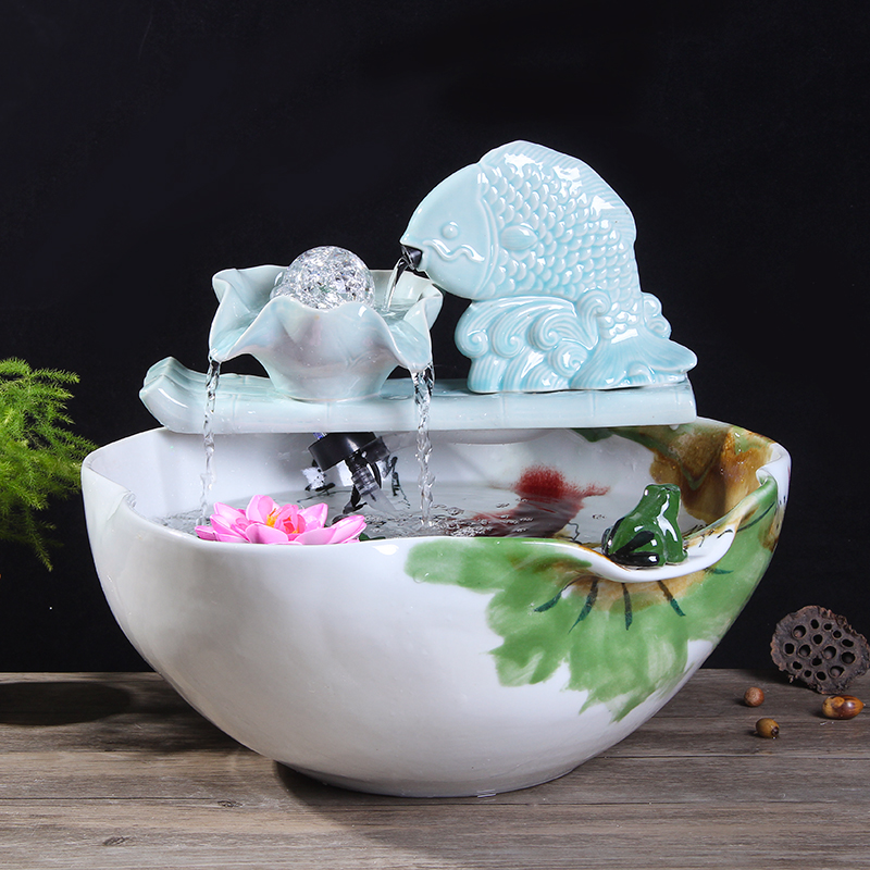 Package mail jingdezhen ceramic aquarium goldfish bowl lotus cylinder tortoise ceramic creative fish goldfish bowl aquarium