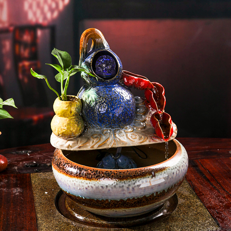 Creative household desktop sitting room aquarium fish pond water furnishing articles ceramic fountain office feng shui wheel opening gifts