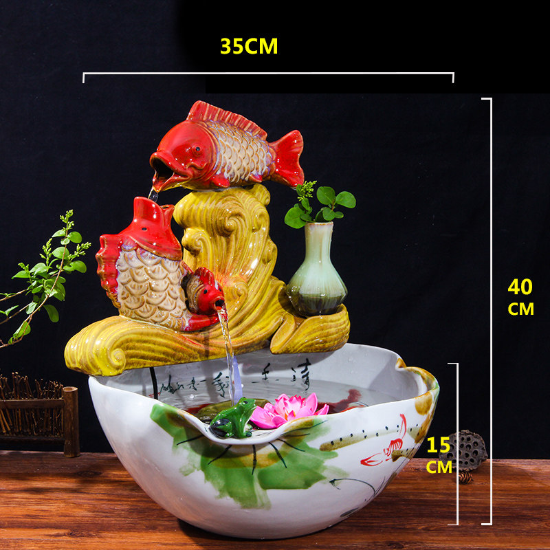 Creative fountain water atomizing humidifier tank furnishing articles of jingdezhen ceramic landscape lotus sitting room furniture