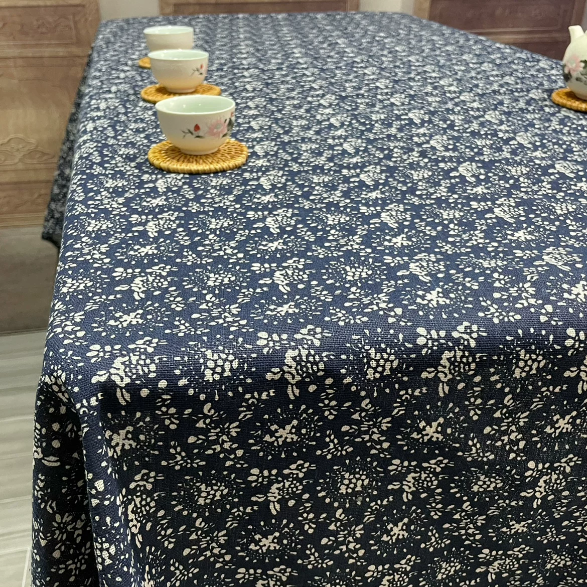 Ethnic blue and white rectangular retro cloth, ethnic style, cotton and linen