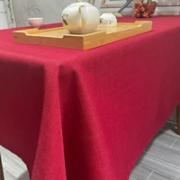 Красная прямоугольная праздничнная однотонная ткань, из хлопка и льна