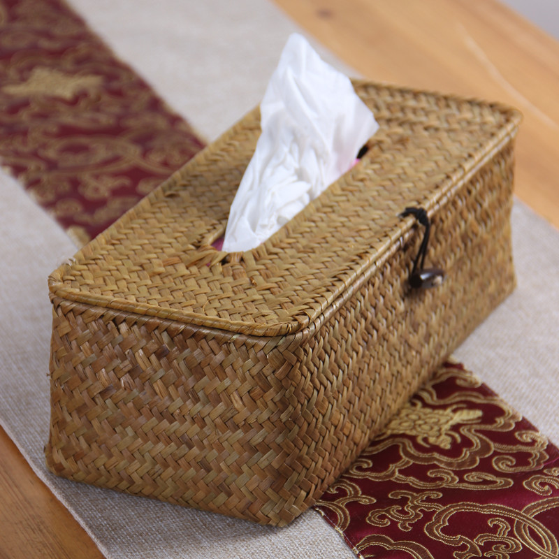 Creative handmade grass knitted non-vines-made paper towels box-mounted paper towels box extraction style toilet paper napkin box tea box toilet paper box