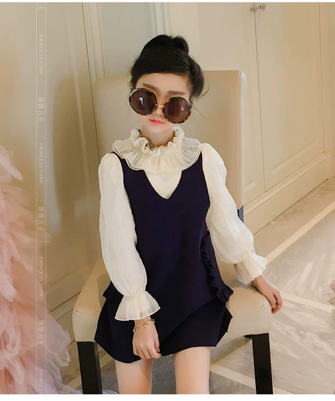 Yuanyuan Princess Girls Bib Váy 2018 Đầm mới Xuân Set Set Big Boy Children mặc áo hàn quốc váy elsa cho bé