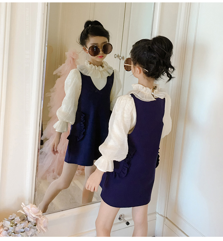 Yuanyuan Princess Girls Bib Váy 2018 Đầm mới Xuân Set Set Big Boy Children mặc áo hàn quốc váy đẹp phong cách trung hoa