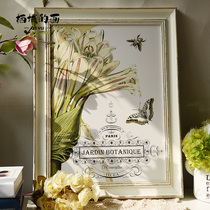 Retro European decorative painting wall hanging painting vertical living room bedroom white combination painting American home indoor triple painting