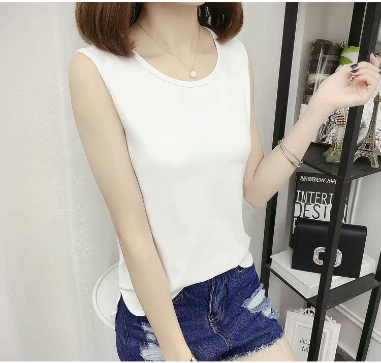 Sợi yafu của phụ nữ vest sling mới kích thước lớn mặc giản dị hoang dã hơi lỏng cổ tròn cotton phụ nữ ao kieu dep