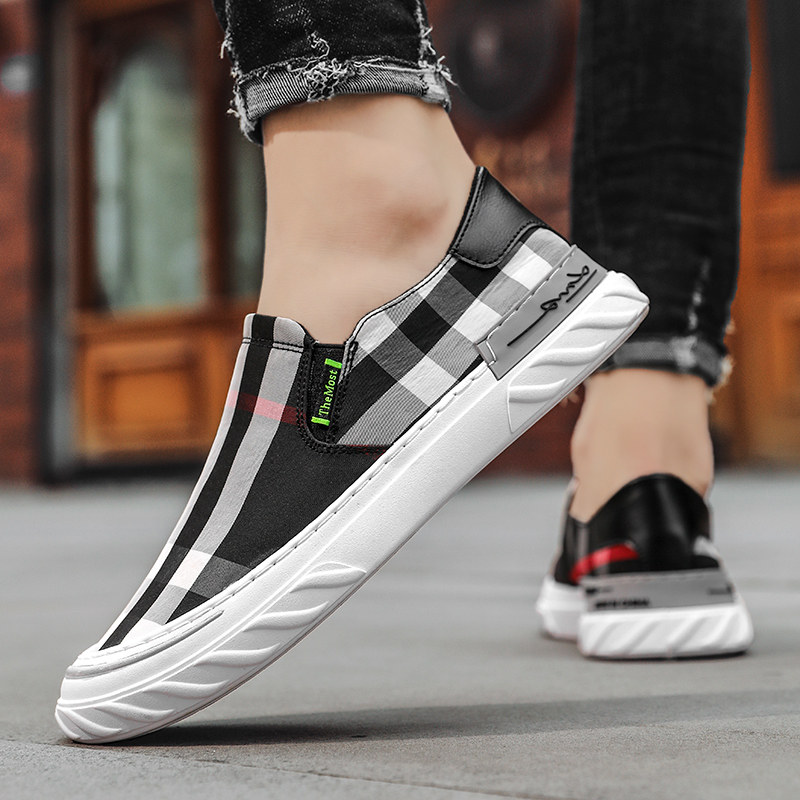 2021 new autumn old Beijing cloth shoes men's lazy one pedal thin lightweight canvas driving casual trendy shoes