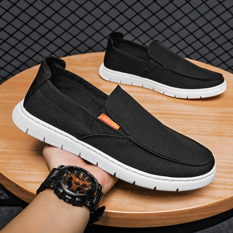 Old Beijing cloth shoes men's summer breathable thin canvas shoes lazy one pedal black deodorant all-match driving labor insurance