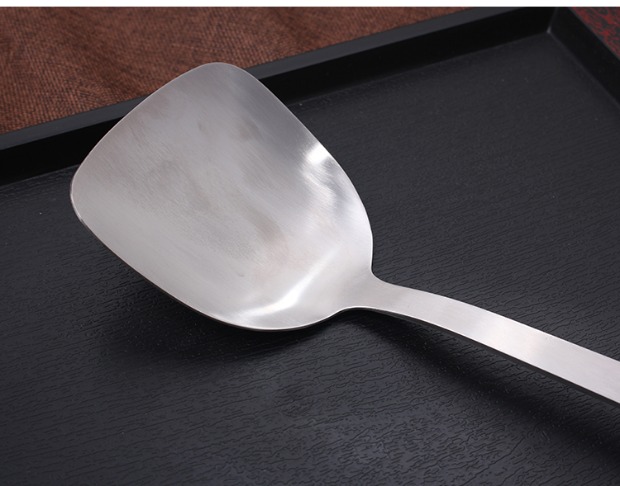 Xẻng inox thìa nấu ăn xẻng bếp lớn làm dày dụng cụ nhà bếp Đức nấu ăn dài tay cầm chảo vuông