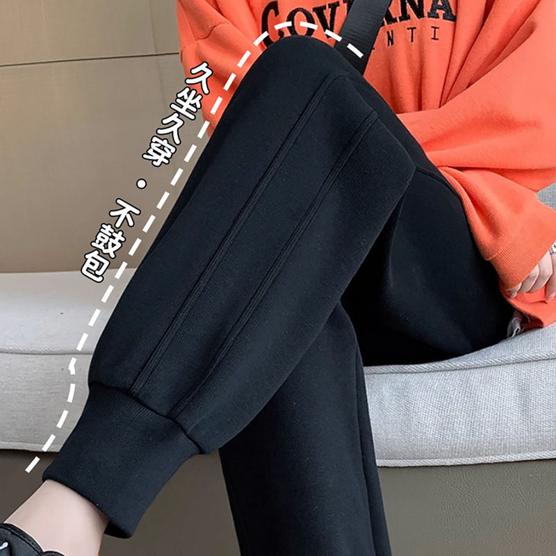 Plus-Size Women's Jogger Sweatpants 2026 New Autumn and Winter Fleece-Lined Slimming Loose Fit Pear-Shaped Body Harem Pants