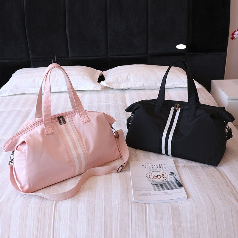 Net red short trip bag female portable light luggage bag Waterproof travel bag Sports wet and dry separation fitness bag small