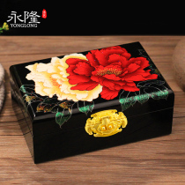 Pingyao lacquerware retro jewelry box three gold high-end storage small exquisite Chinese style high-end wedding gift to send newcomers